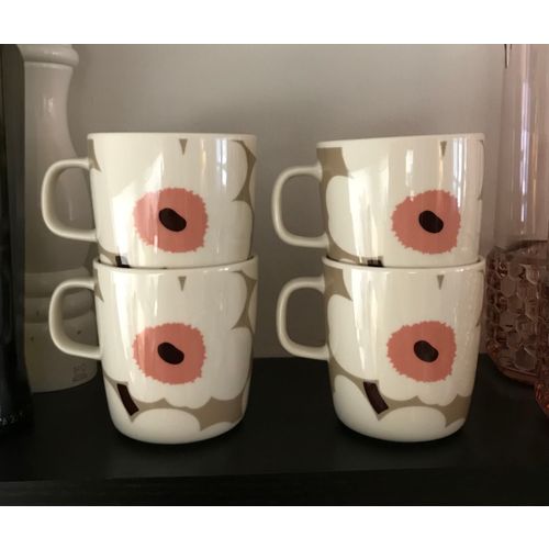 Oiva Unikko Mug Dl White Clay Powder Red Franckly