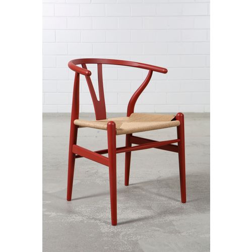 CH24 Wishbone chair soft red natural cord Franckly