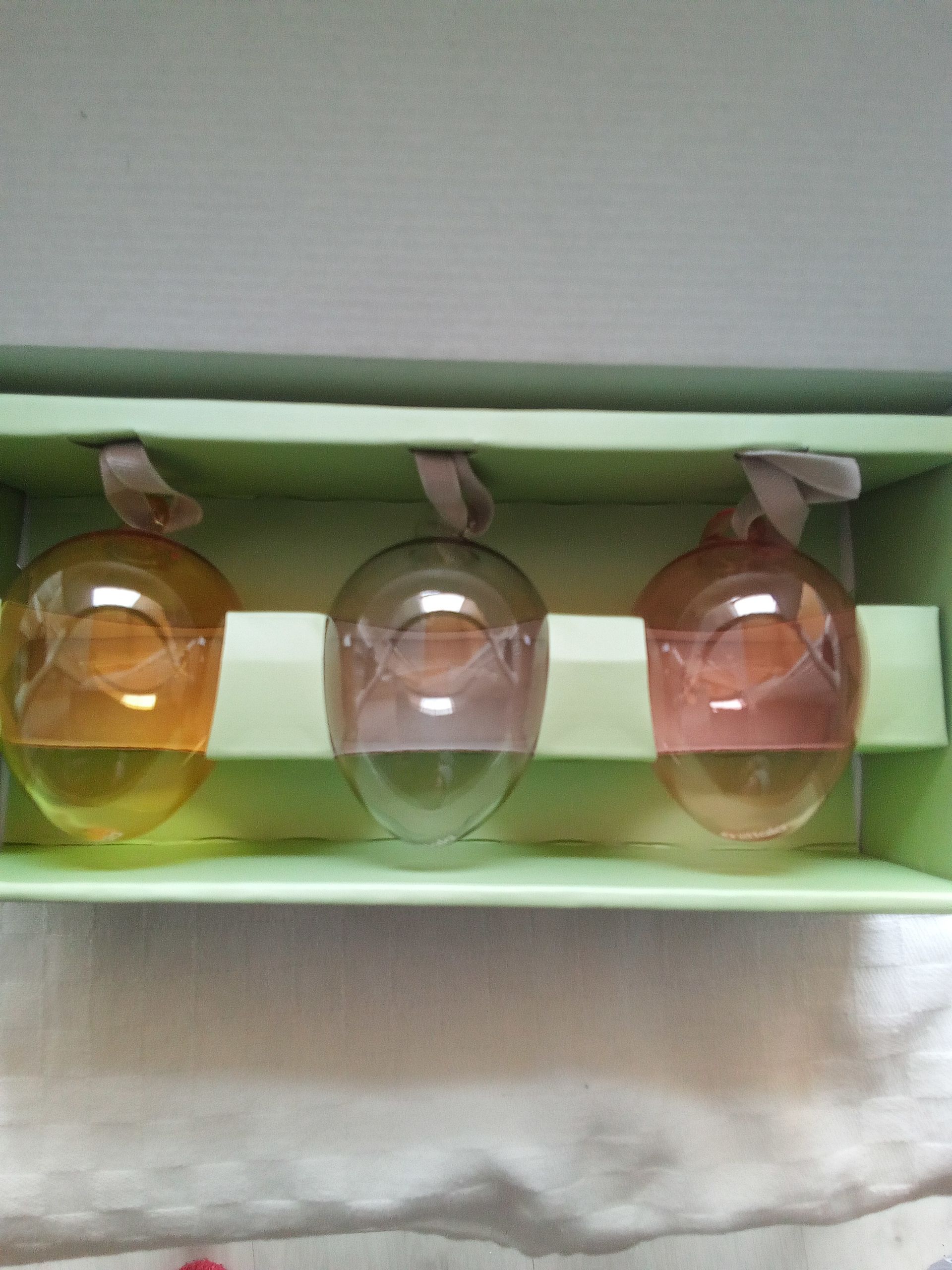 Iittala glass eggs 3 pcs, yellow grey powder Franckly