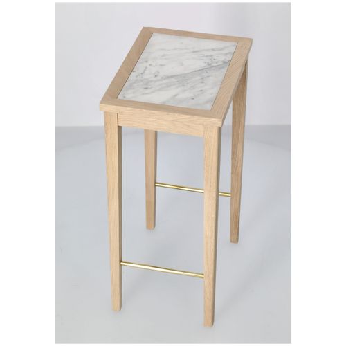No 1 side table, 35 x 25 cm, soaped oak white marble Franckly