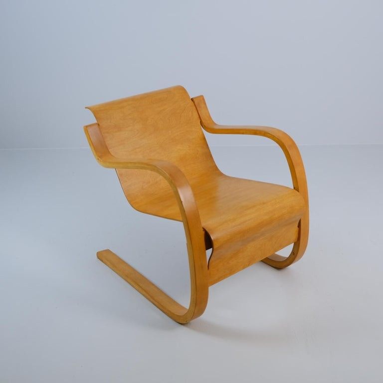 Early Alvar Aalto Spring Chair Model 42, Bent Plywood and Birch
