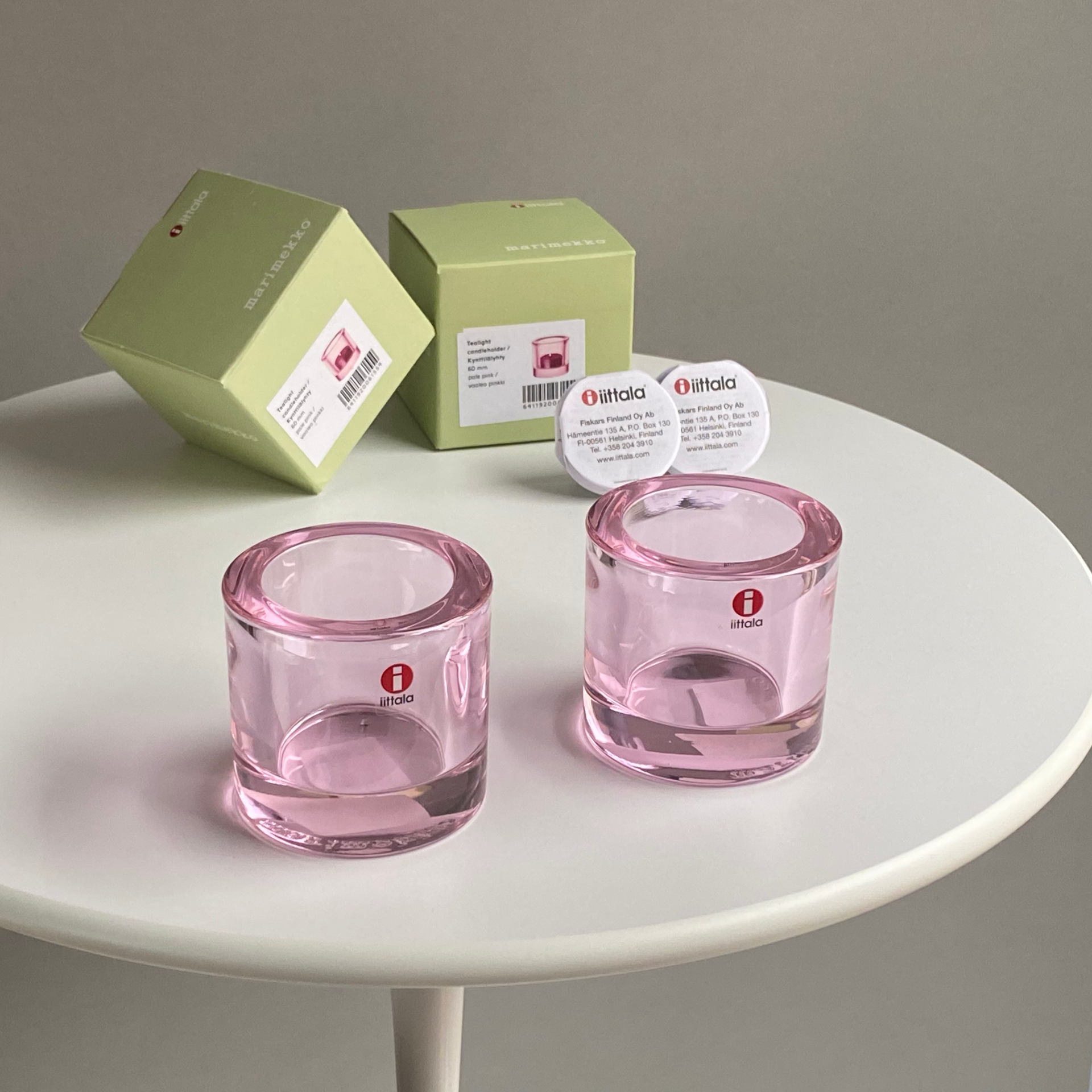 Set of 2 Iittala Kivi votives, pale pink | Franckly