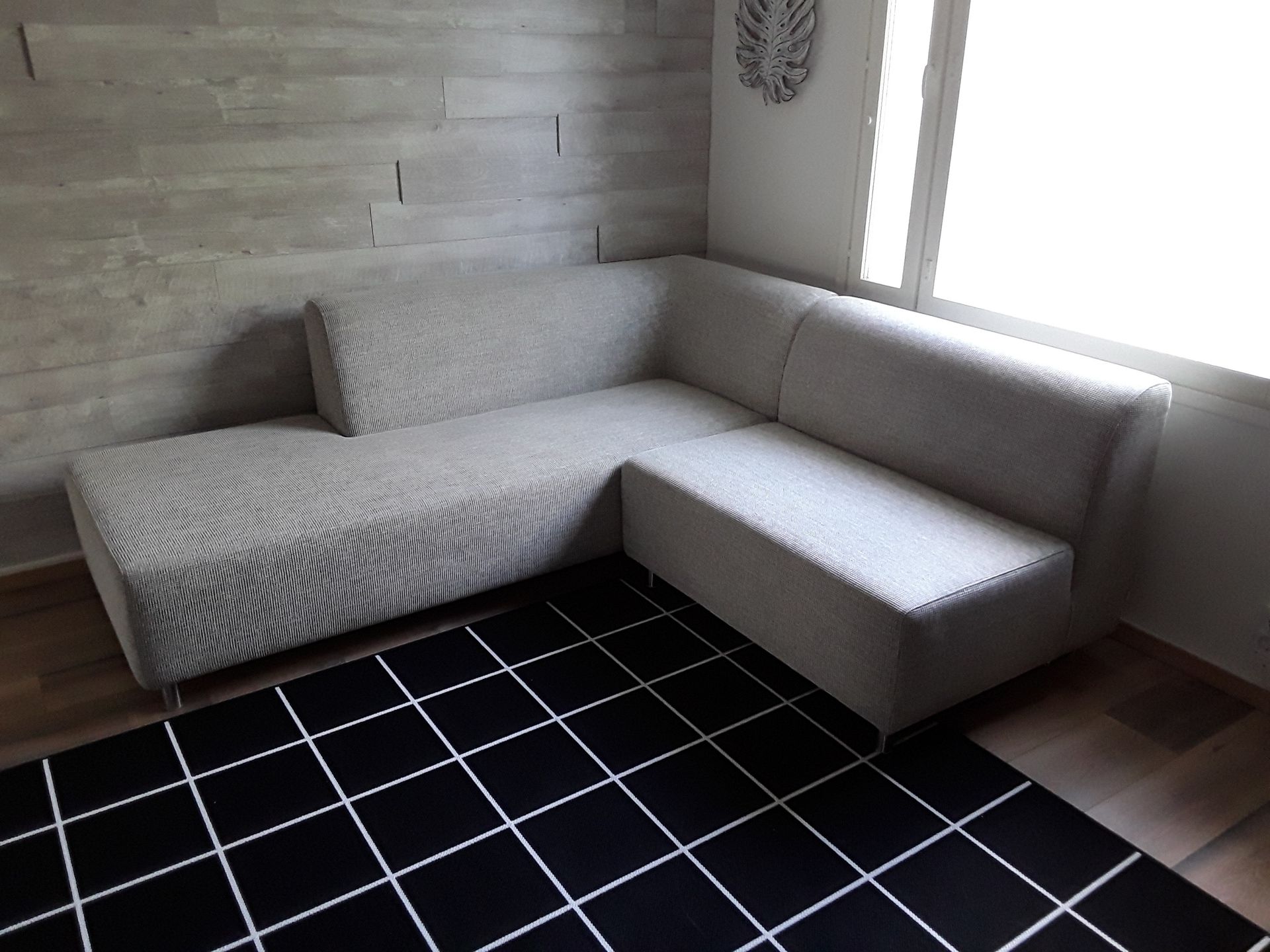 Camp corner sofa, without arms, light grey Franckly