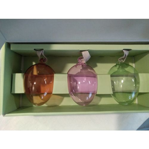 Iittala glass eggs 3 pcs, orange lilac green Franckly